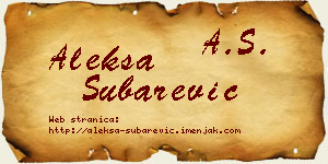 Aleksa Šubarević vizit kartica